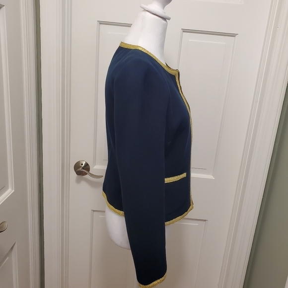 Banana Republic Navy With Gold Metallic Trim Blazer Zip Up Size 6, Business Cas. - Picture 5 of 15
